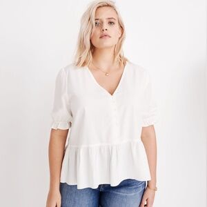 Courtyard Ruffle-Hem Top - Madewell - Size Large